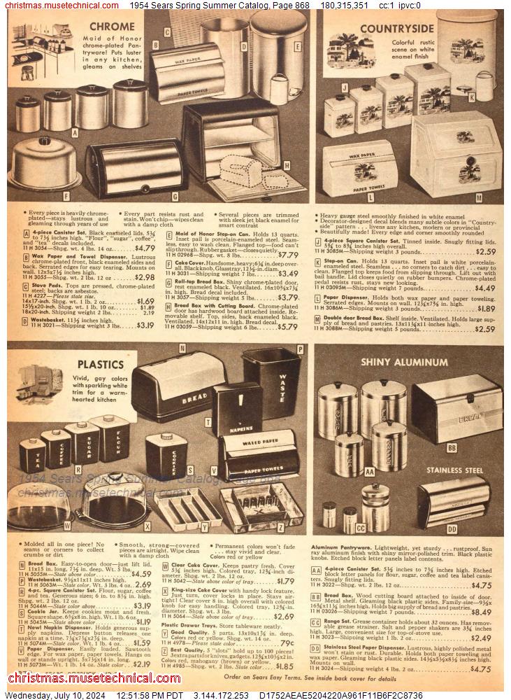 1954 Sears Spring Summer Catalog, Page 868
