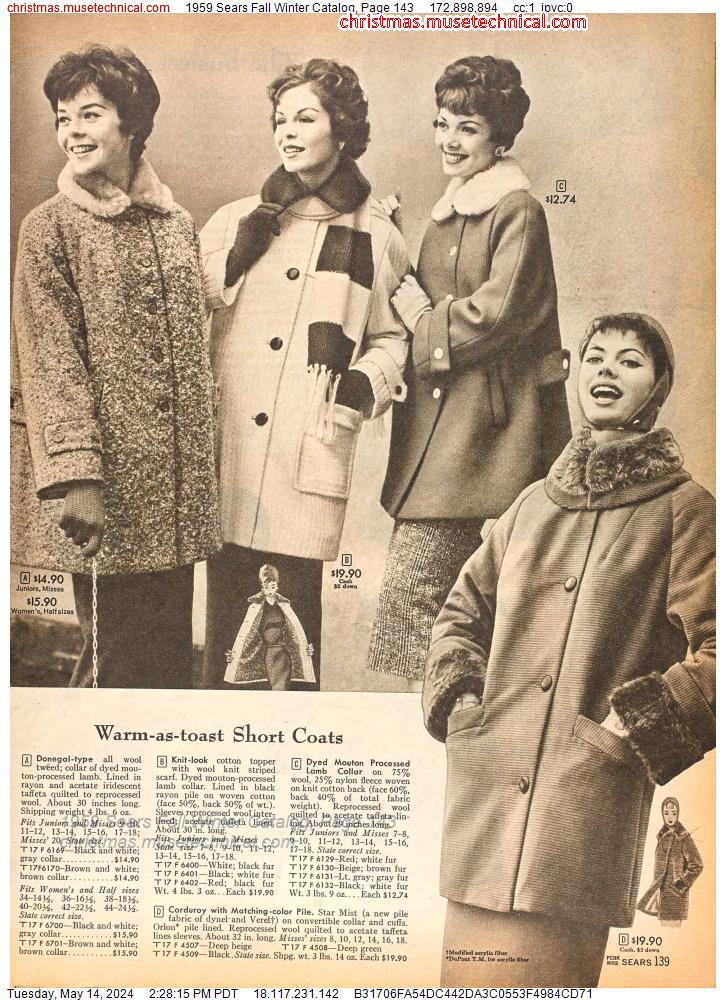 1959 Sears Fall Winter Catalog, Page 143