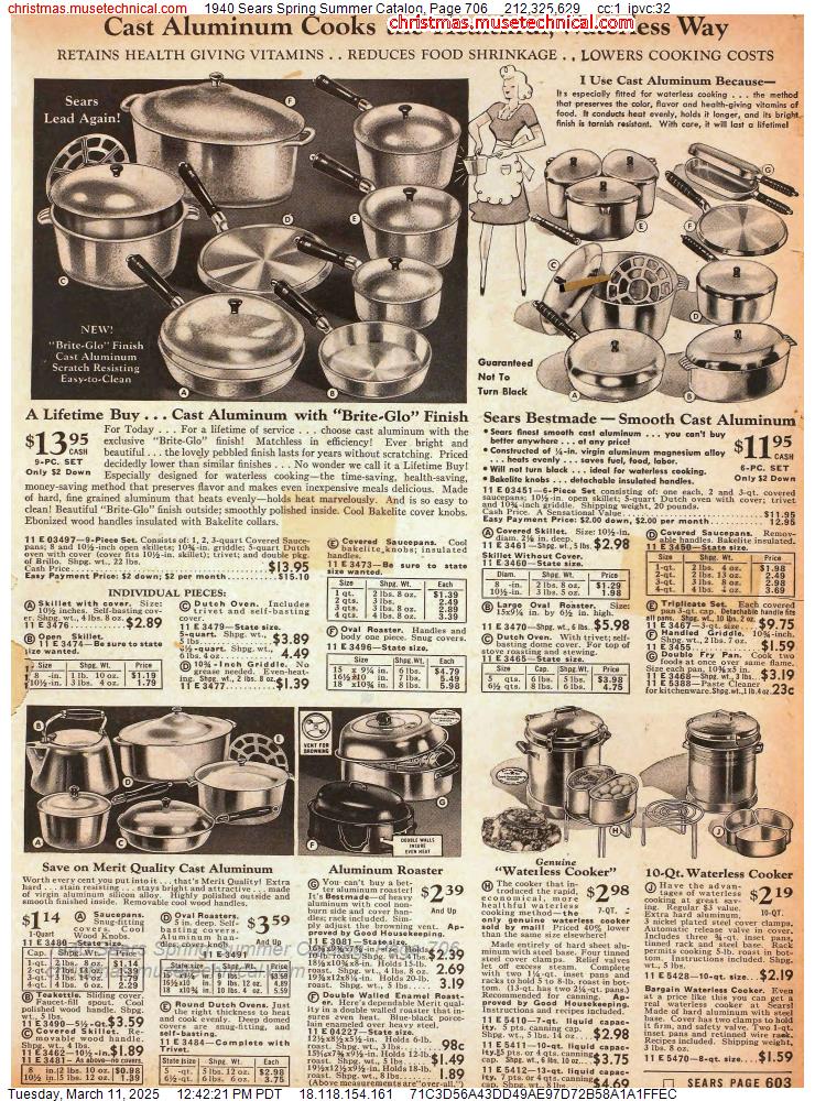 1940 Sears Spring Summer Catalog, Page 706