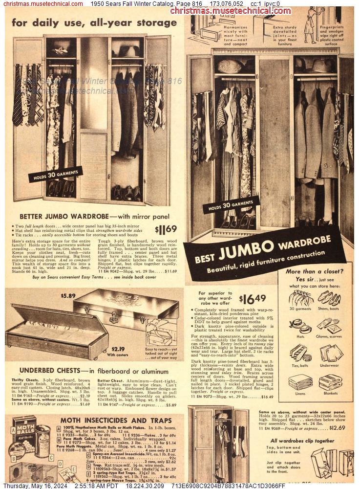 1950 Sears Fall Winter Catalog, Page 816