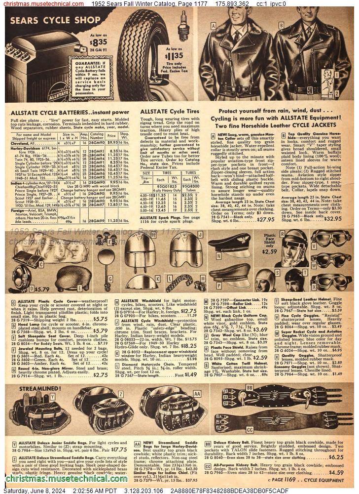 1952 Sears Fall Winter Catalog, Page 1177