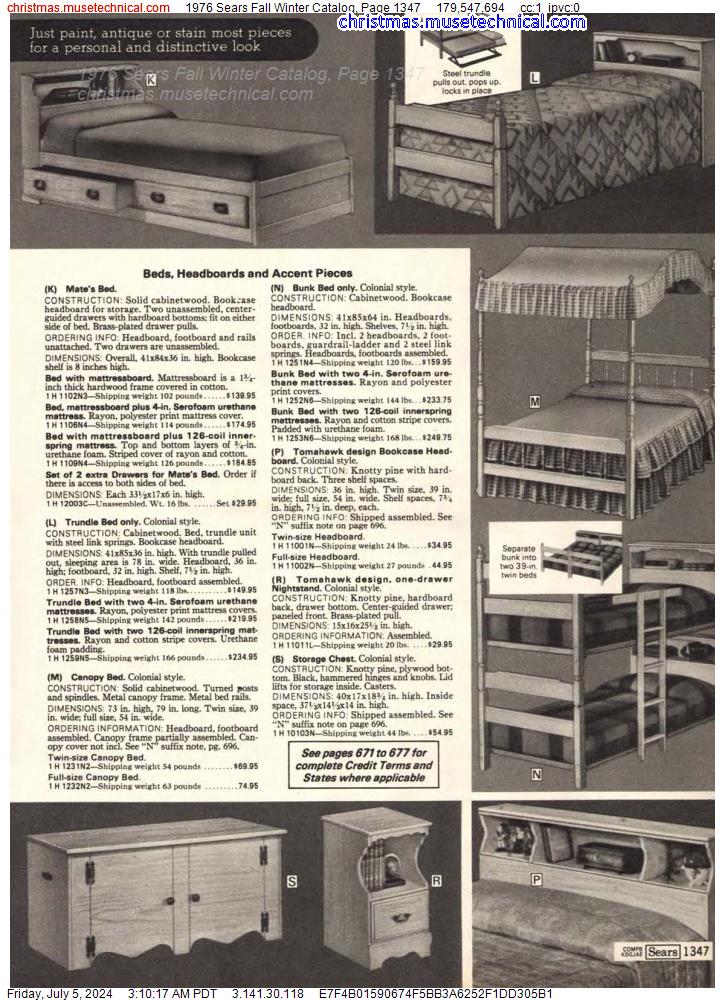 1976 Sears Fall Winter Catalog, Page 1347
