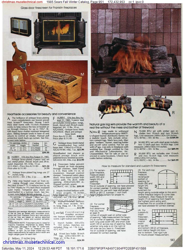 1985 Sears Fall Winter Catalog, Page 951