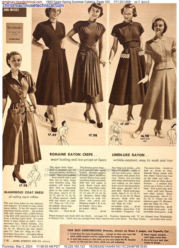 1950 Sears Spring Summer Catalog, Page 122