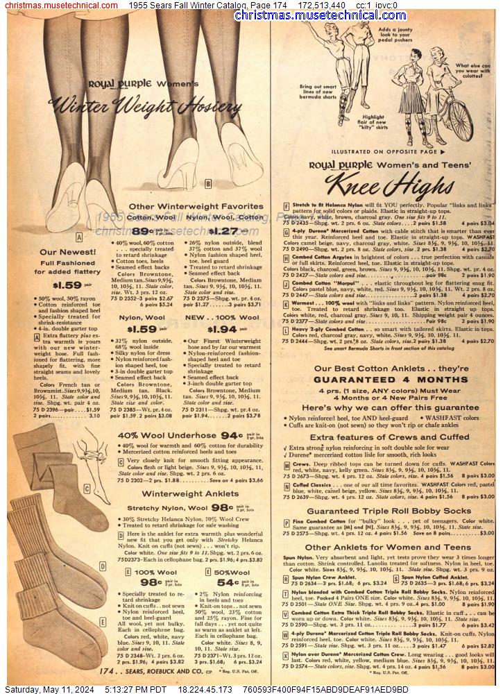 1955 Sears Fall Winter Catalog, Page 174