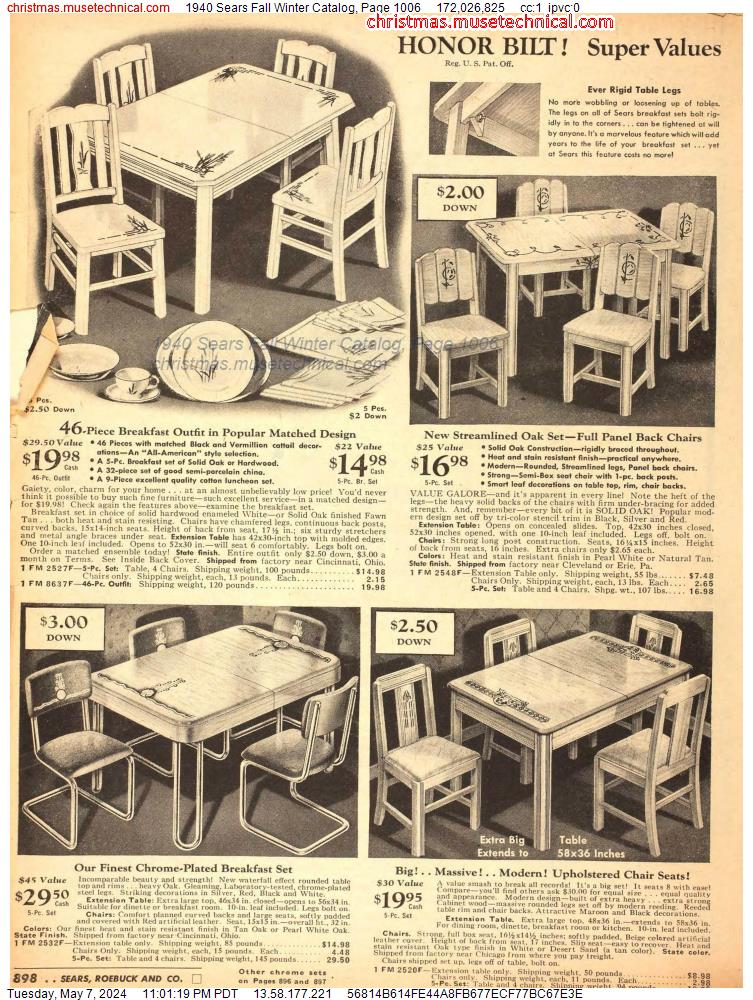 1940 Sears Fall Winter Catalog, Page 1006