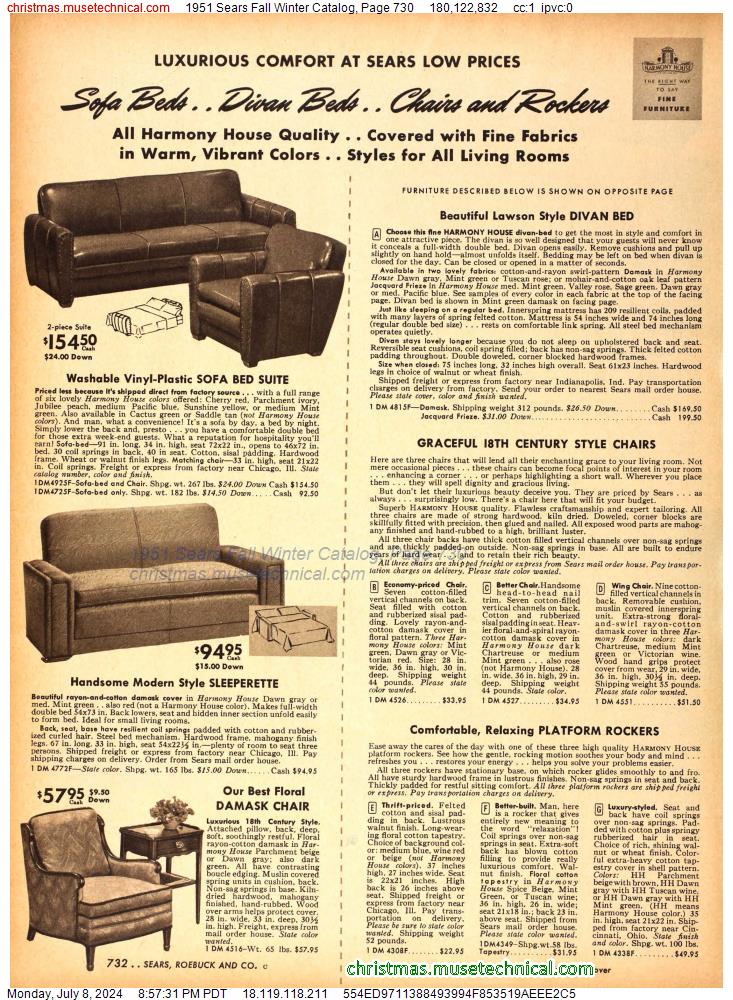 1951 Sears Fall Winter Catalog, Page 730