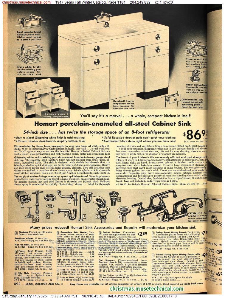 1947 Sears Fall Winter Catalog, Page 1184