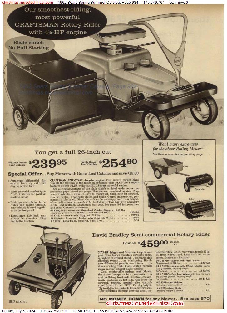 1962 Sears Spring Summer Catalog, Page 984