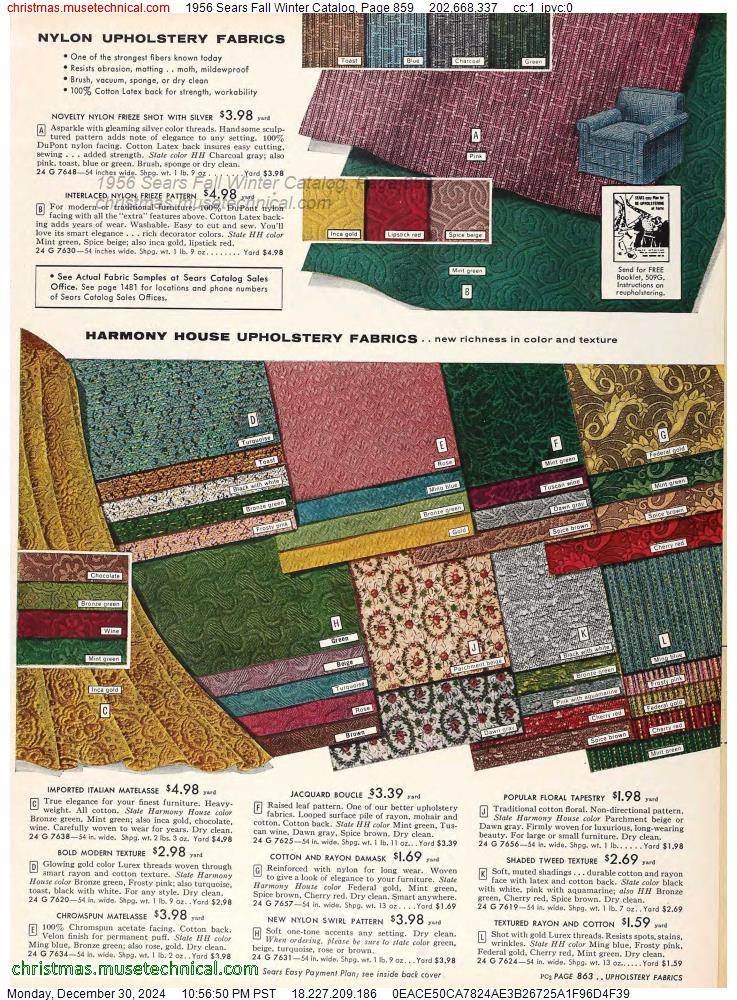 1956 Sears Fall Winter Catalog, Page 859