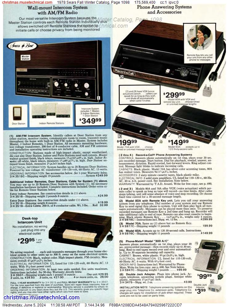 1978 Sears Fall Winter Catalog, Page 1098