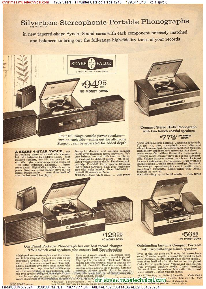 1962 Sears Fall Winter Catalog, Page 1240