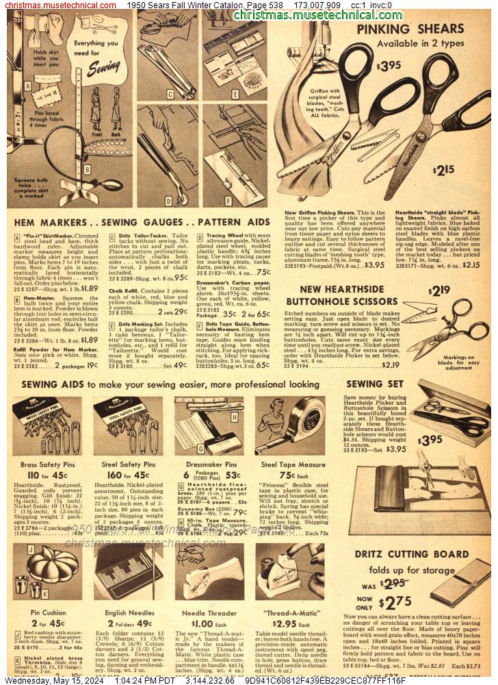 1950 Sears Fall Winter Catalog, Page 538