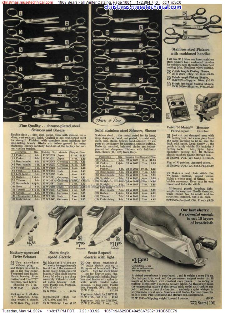 1968 Sears Fall Winter Catalog, Page 1001