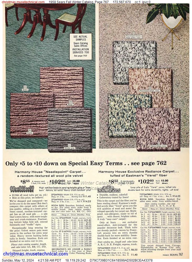 1958 Sears Fall Winter Catalog, Page 767