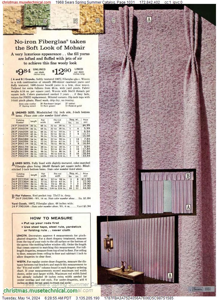 1968 Sears Spring Summer Catalog, Page 1031