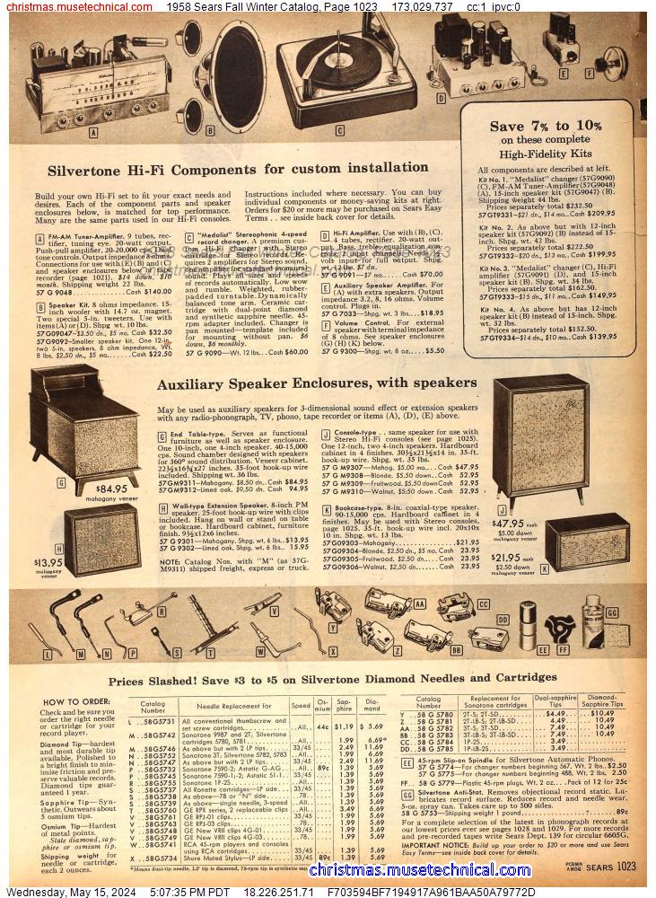 1958 Sears Fall Winter Catalog, Page 1023