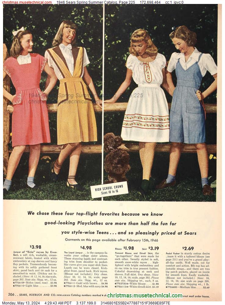 1946 Sears Spring Summer Catalog, Page 225