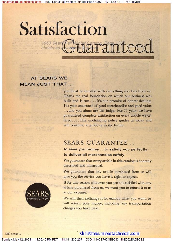 1963 Sears Fall Winter Catalog, Page 1307