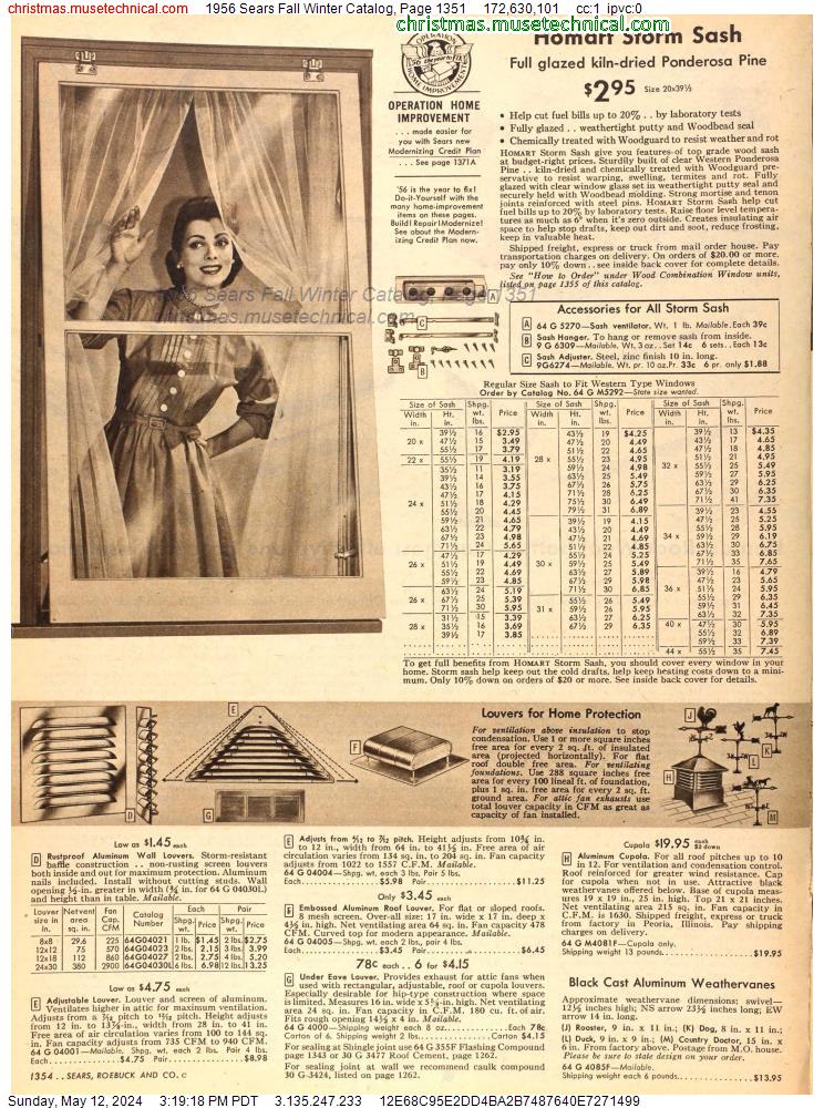 1956 Sears Fall Winter Catalog, Page 1351
