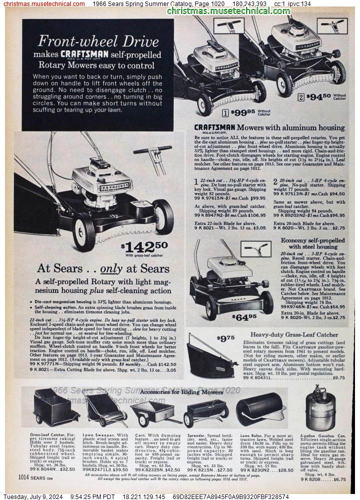1966 Sears Spring Summer Catalog, Page 1020