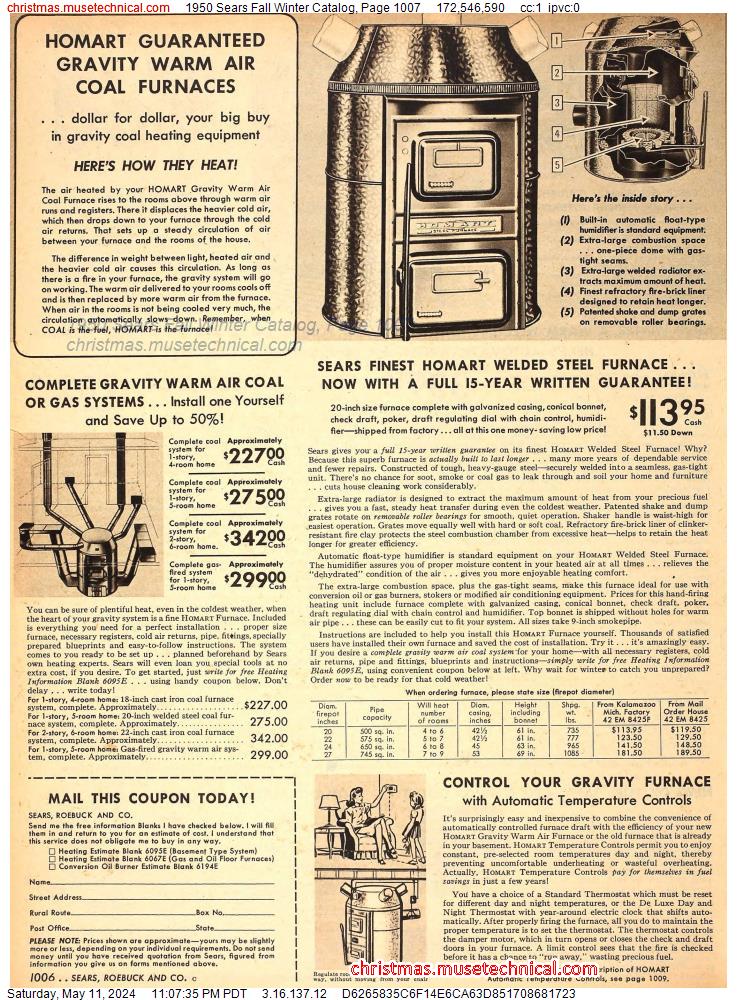 1950 Sears Fall Winter Catalog, Page 1007