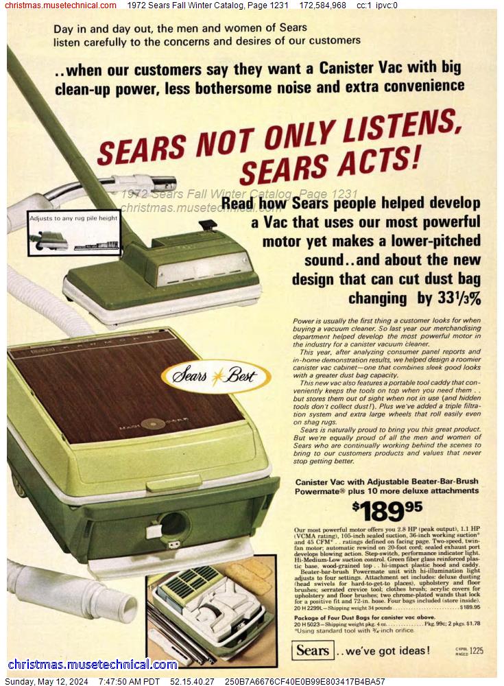 1972 Sears Fall Winter Catalog, Page 1231