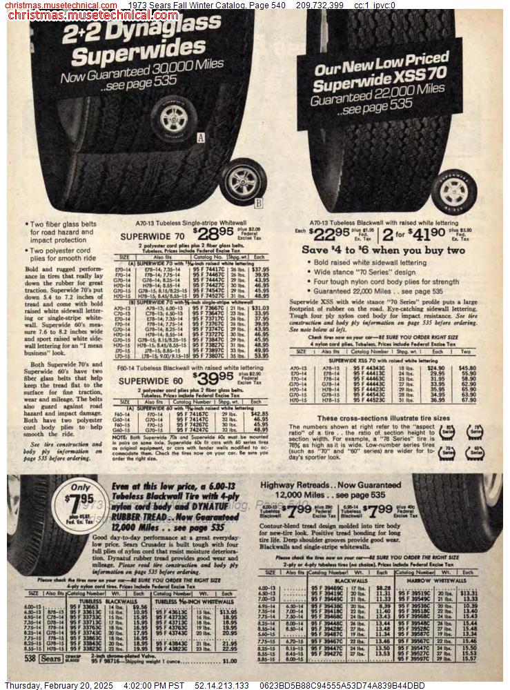 1973 Sears Fall Winter Catalog, Page 540