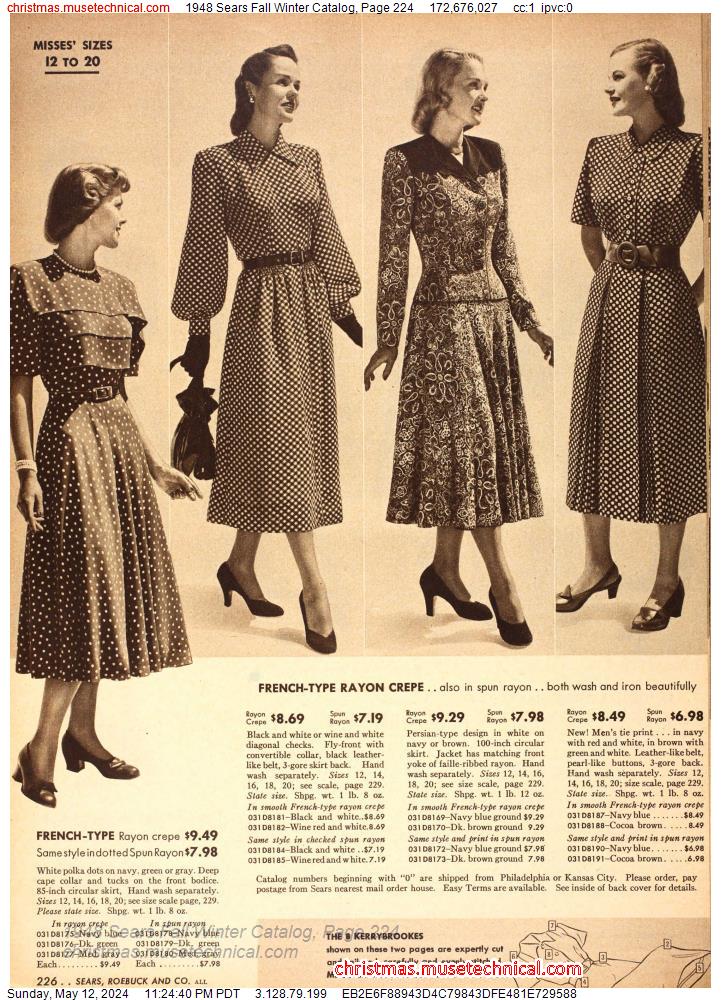 1948 Sears Fall Winter Catalog, Page 224