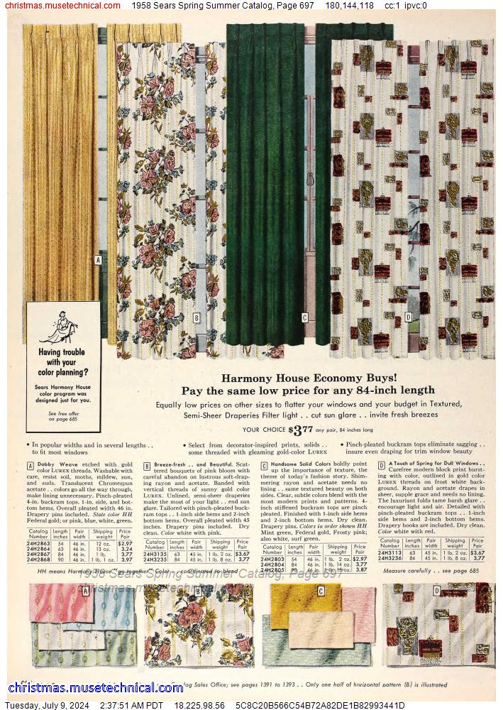 1958 Sears Spring Summer Catalog, Page 697