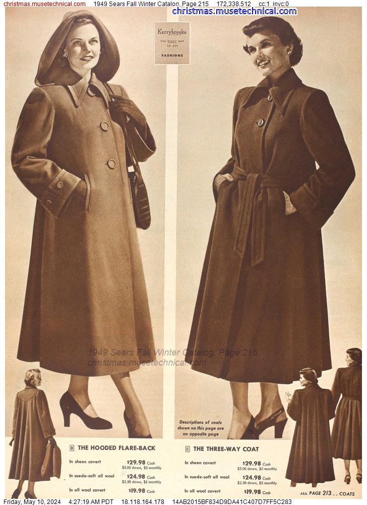 1949 Sears Fall Winter Catalog, Page 215