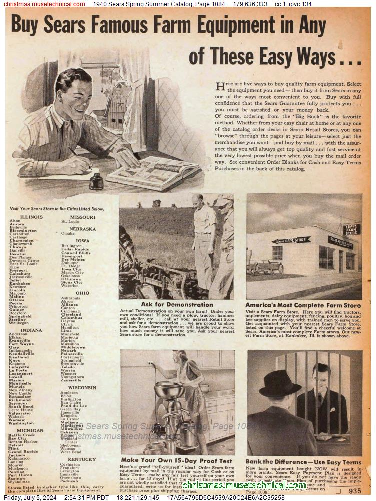 1940 Sears Spring Summer Catalog, Page 1084