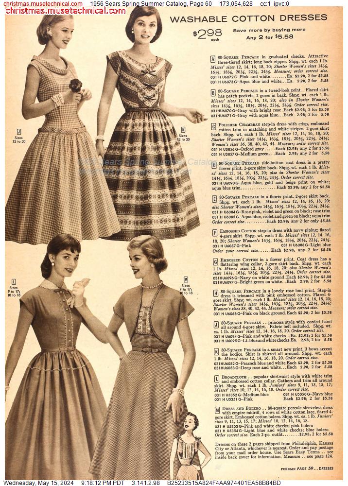 1956 Sears Spring Summer Catalog, Page 60
