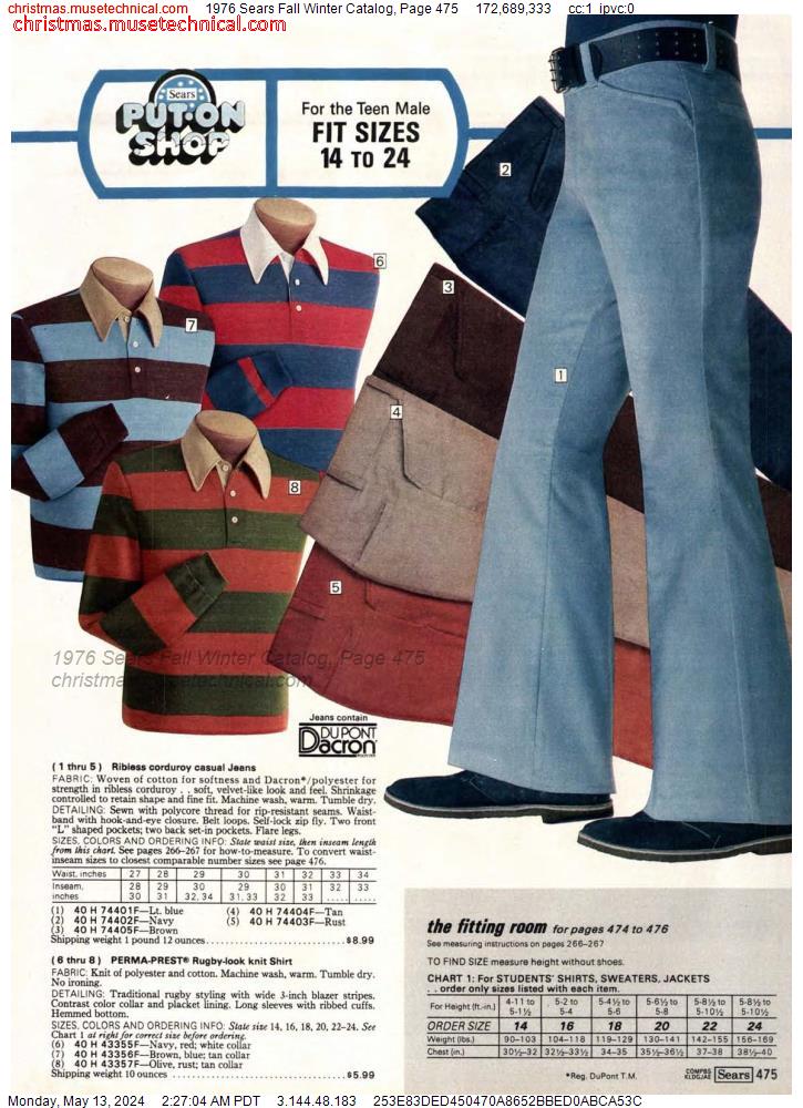1976 Sears Fall Winter Catalog, Page 475