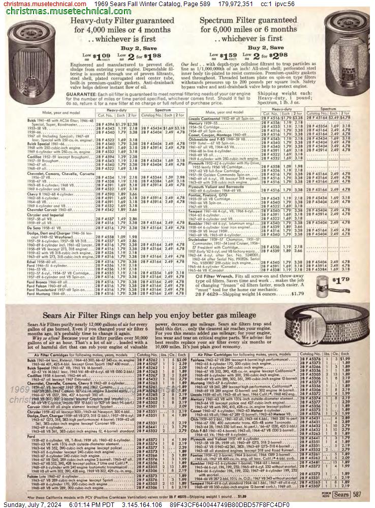 1969 Sears Fall Winter Catalog, Page 589