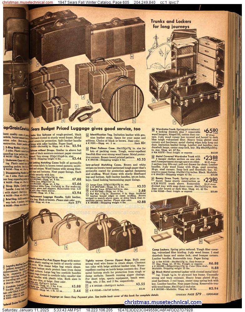 1947 Sears Fall Winter Catalog, Page 605