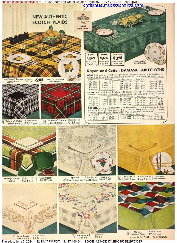 1952 Sears Fall Winter Catalog, Page 662