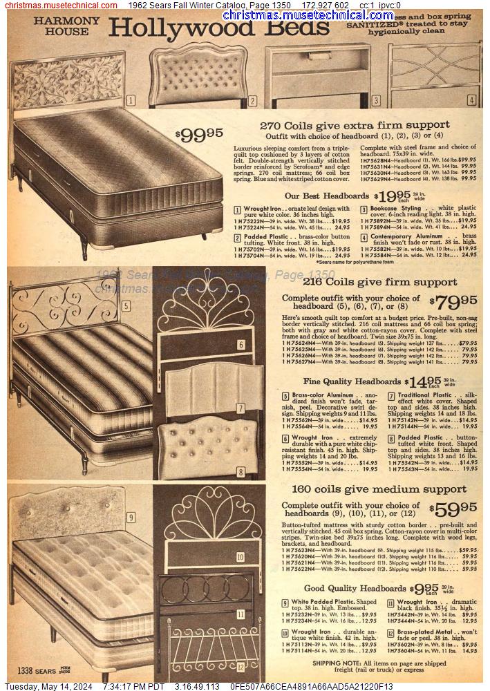 1962 Sears Fall Winter Catalog, Page 1350