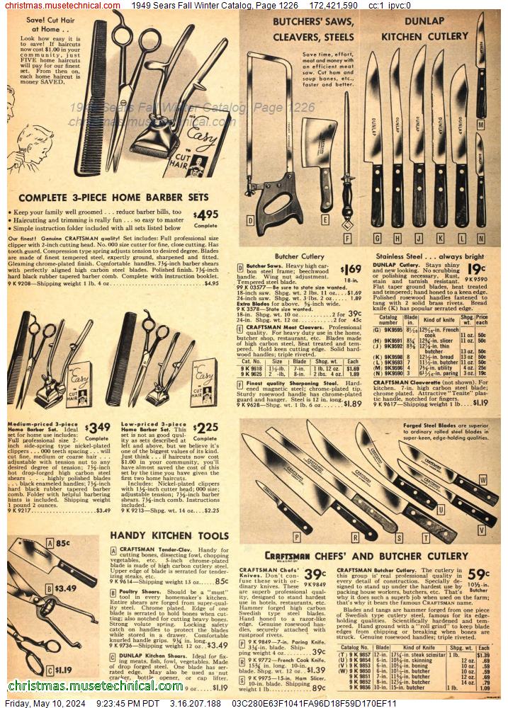 1949 Sears Fall Winter Catalog, Page 1226