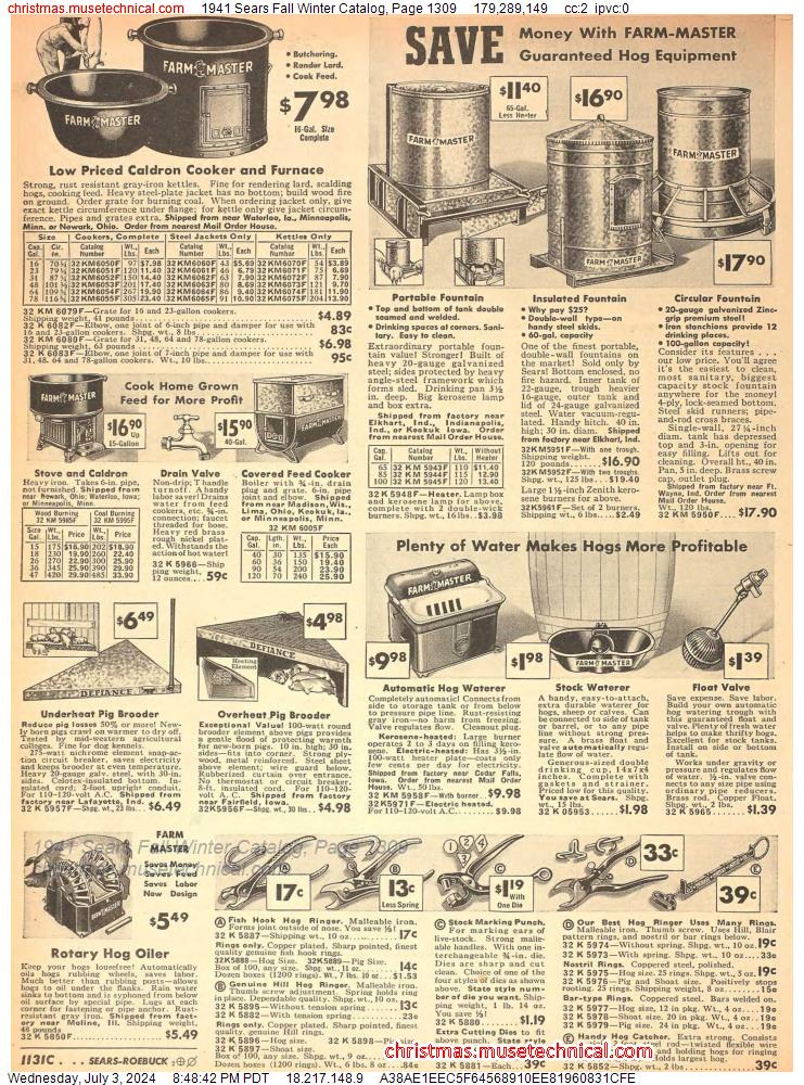1941 Sears Fall Winter Catalog, Page 1309