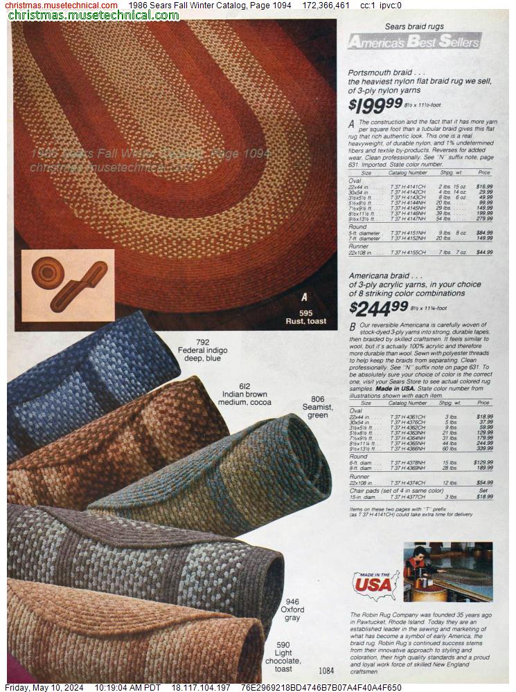 1986 Sears Fall Winter Catalog, Page 1094