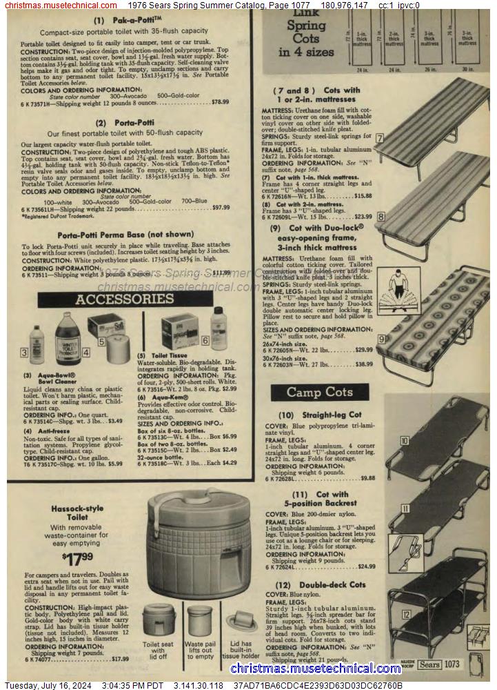 1976 Sears Spring Summer Catalog, Page 1077