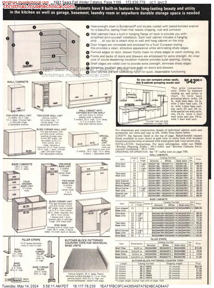 1981 Sears Fall Winter Catalog, Page 1199