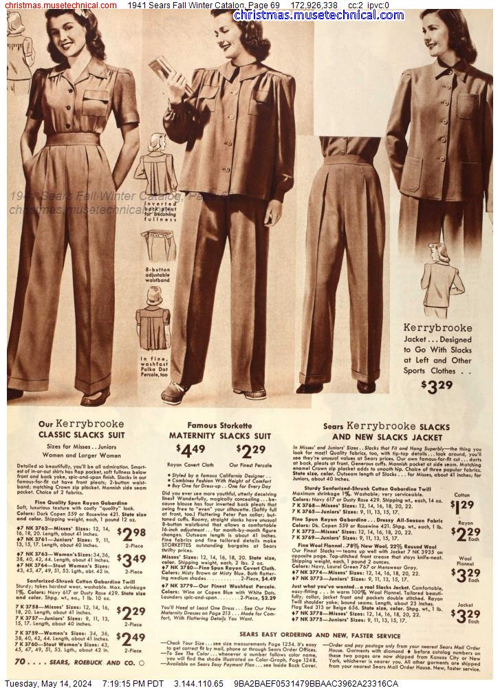 1941 Sears Fall Winter Catalog, Page 69