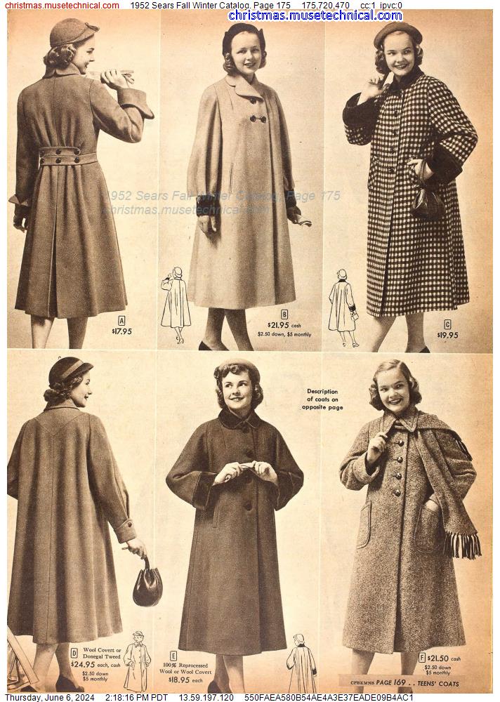 1952 Sears Fall Winter Catalog, Page 175