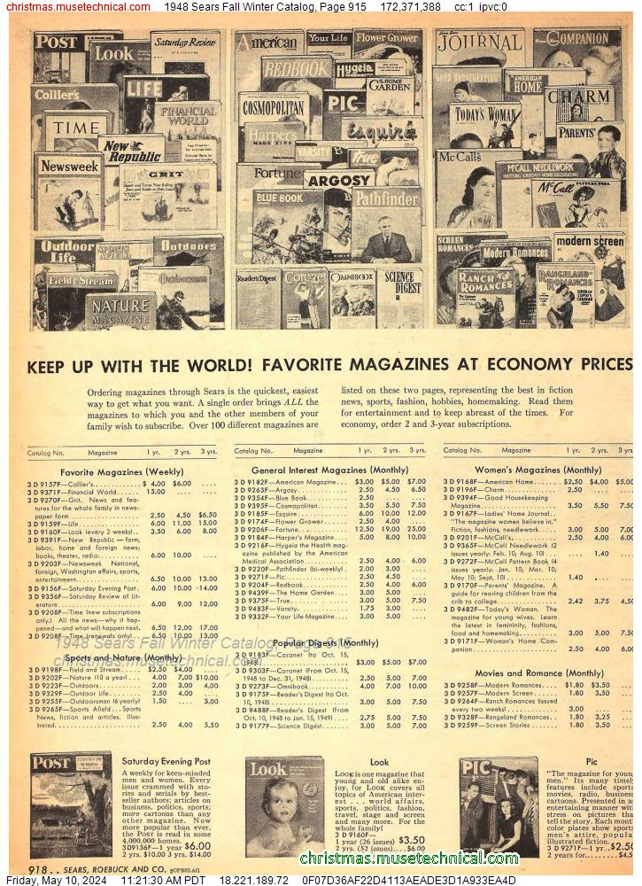 1948 Sears Fall Winter Catalog, Page 915