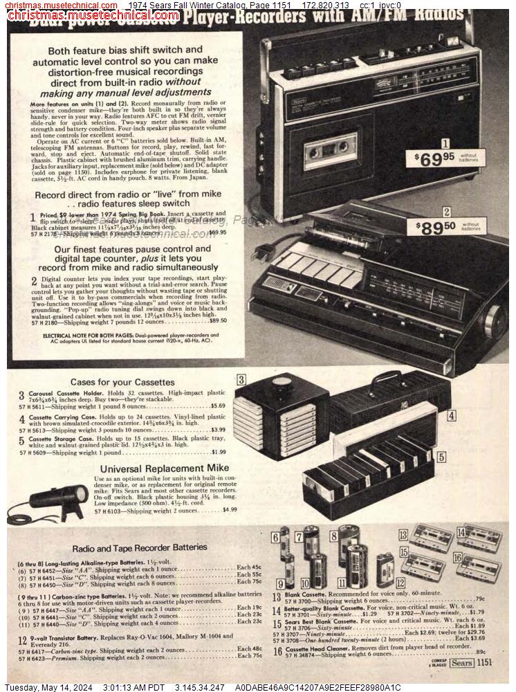 1974 Sears Fall Winter Catalog, Page 1151