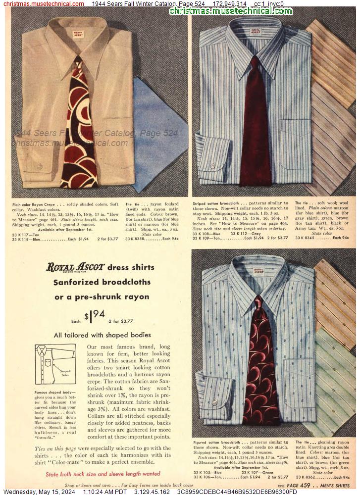 1944 Sears Fall Winter Catalog, Page 524