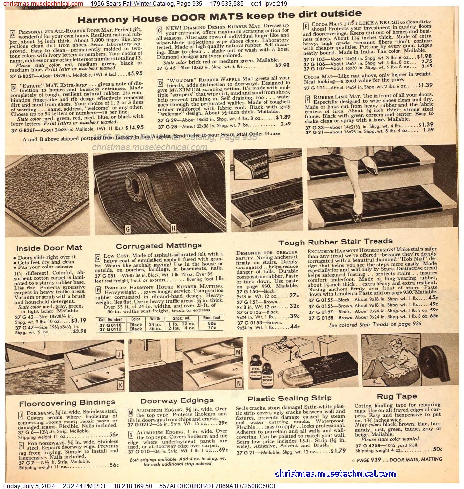 1956 Sears Fall Winter Catalog, Page 935
