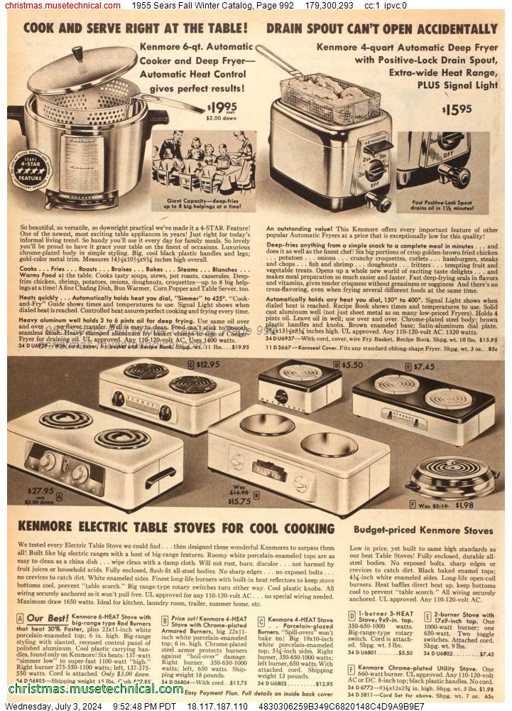 1955 Sears Fall Winter Catalog, Page 992